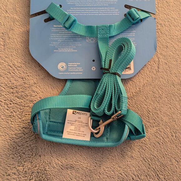 Large Adventure Kitty Cat Harness Teal RC Pet  BENEFITS RESCUE - Picture 2 of 5